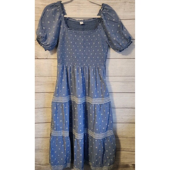 Old Navy Dresses & Skirts - Old Navy Blue M floral short sleeve cottagecore Y2K summer beach coastal dress